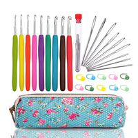 WooCrafts Large-Eye Blunt Needles Yarn Knitting Plus Crochet Hooks Set with Case,Ergonomic Handle Crochet Hooks Needles for Arthritic Hands.Best Gift!