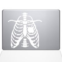 The Decal Guru Ribcage Apple Heart MacBook Decal Vinyl Sticker - 13" MacBook Pro (2016 & Newer) - White (0223-MAC-13X-W)