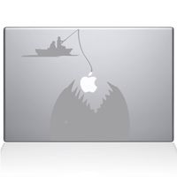 The Decal Guru Gone Fishing MacBook Decal Vinyl Sticker - 13" MacBook Air - Silver (0149-MAC-13A-S)