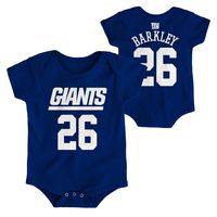 OuterStuff NFL Newborn Infants Team Color Name and Number Bodysuit Creeper (12 Months, Saquon Barkley New York Giants Home Blue)