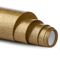 Glitter HTV vinyl - 12" x 5ft PU Heat Transfer Vinyl roll, Iron On Vinyl for Cricut & Silhouette Cameo Easy to Cut & Weed, Durable, Vibrant Color Design for T-Shirt and Other Textiles (Gold)