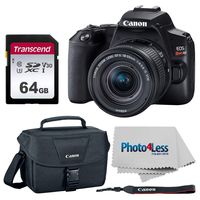 Canon EOS Rebel SL3 Digital SLR Camera + Canon EF-S 18-55mm f/4-5.6 is STM Lens + Canon EOS Shoulder Bag 200ES (Black) + 64GB UHS-I U3 SD Memory Card + Photo4Less Camera and Lens Cleaning Cloth