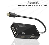 Acrim 3 in 1 Mini DisplayPort 4k x 2k to HDMI VGA DVI TV Adapter Thunderbolt Cable Mini DP for Apple iMac MacBook Air Microsoft Surface Pro - Black