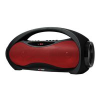 AXESS SPBT1052 Bluetooth Wireless Media Speaker with Built-In Rechargeable Battery FM Radio Hands Free Calling and Aux-In Red