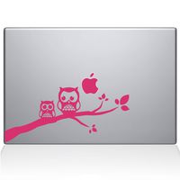 The Decal Guru Two Owls on a Branch Decal Vinyl Sticker, 11" MacBook Air, Pink (2353-MAC-11A-BG)