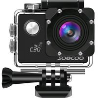 4K WiFi Action Sport Camera Waterproof Cam,SOOCOO C30 Video Camera 20MP 2 inches LCD 170 Degree Wide Angle 30m Underwater Camcorder 2 1350mAh Batteries 18 Accessories Kit SD Card Not Included Black