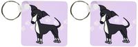 3dRose Cute Grey Blue Italian Greyhound Purple with Pawprints - Key Chains, 2.25 x 4.5 inches, set of 2 (kc_25366_1)