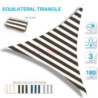 PATIO Paradise 15' x 15' x 15' Brown & White Stripes Sun Shade Sail Triangle Canopy, 180 GSM Permeable Canopy Pergolas Top Cover, Permeable UV Block Fabric Durable Outdoor, Customized Available