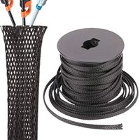 1/8 Inch Flexo Clean Cut Braided Cable Sleeve-Black-100 Feet