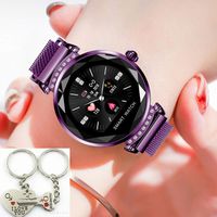 Fitness Trackers Smart Watch Elegant Women Heart Rate Monitors Waterproof Sports Pedometers Bracelet Blood Pressure Wristband Lady Luxury 3D Glass Smartwatch Band for Iphone Android+Keychain Gift