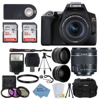 Canon EOS Rebel SL3 Digital SLR Camera (Black) + EF-S 18-55mm f/4-5.6 is STM Lens + 58mm 2X Professional Telephoto & 58mm Wide Angle Lens + 32GB Memory Card + Tripod + More+ Extreme Electronics Cloth