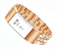 Maccasing Bands Compatible Fitbit Charge 2 - Metal Replacemen Adjustable Bracelet/Accessories Wristband with Premium Rhinestone Compatible Fitbit Charge 2 Bands Women Men/Rose Gold Sliver Black