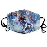 Hateone Unisex Unique Mouth Mask - Running Horses Winter Art Polyester Anti-dust Masks - Fashion Washed Reusable Face Mask for Outdoor Cycling