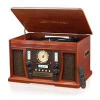 Victrola Wood 7-in-1 Nostalgic Bluetooth Record Player with CD Encoding and 3-Speed Turntable
