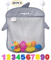 Bath Toy Organizer By Jojo Kids Keep Toys Dry Without Mold | Superior Quality Tub Toy Storage | Set of 2 Large Size and Quick Dry Bathtub Toy Holder Incl.10 Foam Numbers