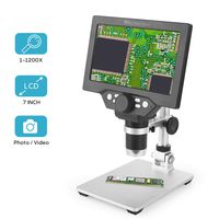 LCD Digital Microscope 7 in HD Screen 1200X Magnification Zoom Camera Video Recorder Angle Adjustable Microscope, 8 LED Lights, Built-in 3000 mAh Battery Rechargeable (7 inches)