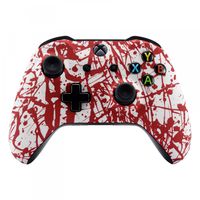 eXtremeRate Blood Spatter Faceplate Cover, Soft Touch Front Housing Shell Case, Comfortable Soft Grip Replacement Kit for Microsoft Xbox One X & One S Controller