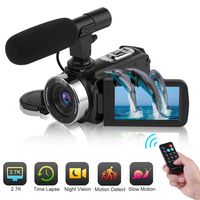 Full HD Camcorder 2.7K 30FPS Video Camera IR Night Vision Vlogging Camera Supports Time Lapse & Motion Detection Camera for YouTube with Remoter