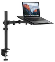 Mount-It! MI-4352LT Laptop Notebook Desk Stand Mount, Full Motion Height Adjustable Holder, Articulating Vented Platform for Cooling, Fits up to 17 Inch Computers, Clamp Mounting, 22 Lb Capacity Black