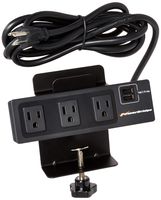 PowerBridge PB-32PCEM Power Center, 3 AC Power Outlets, 2 USB Charging Ports, Tablet Holder, Desk Edge Mount Config.