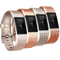 Tobfit Sport Silicone Bands Compatible for Fitbit Charge 2 Classic & Special Edition, 4 Pack, Champagne/Champagne/Rose Gold/Rose Gold, Large Color: Champagne/Champagne/Rose Gold/Rose Gold