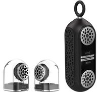KNZ GoDuo Portable Bluetooth Speakers with Magnetic Connectable Base, L/R True Stereo Sound and Bass, Water and Shock Resistant, 18 hr playtime, Built-in Mic, Protective Carrying Case Included (Black)