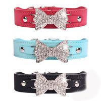 EASTOP Dog Collars for Small Dogs Girl Bow Bling Sports（Small, Black）