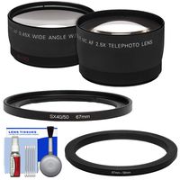 Bower FA-DC67A Adapter Ring (67mm) with .45x Wide Angle & 2X Telephoto Lenses + Cleaning Kit for Canon PowerShot SX530, SX540 & SX60 HS Camera