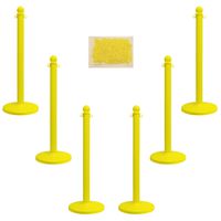 Mr. Chain Plastic Stanchion Kit with 50 Feet of 2-Inch Link Chain and C-Hooks, Yellow, Pack of 6 (71102-6)