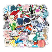 Cute Vsco Stickers for Water Bottles, 50 Pack Waterproof Laptop Stickers Trendy Aesthetic Stickers for Guitar, Laptop, Luggage, Skateboard, Stickers for Kids, Girls (Winter)