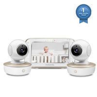 Motorola Video Baby Monitor - 2 Wide Angle HD Cameras with Infrared Night Vision and Remote Pan, Tilt, Zoom - 5-Inch LCD Color Display with Split Screen View, Room Temperature and Sound Alert MBP50-G2