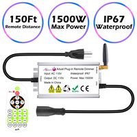 ADust Outdoor Dimmer, RF Plug-in Outdoor Dimmer Switch, Wireless Remote Control Dimming Controller - 1500W Power/IP68 Waterproof/150FT Range/Timer Control/3 Prong Outlet for Dimmable LED String Lights