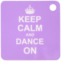3dRose Keep Calm and Dance on - carry on dancing - gifts for dancers lilac purple fun humor - Key Chains, 2.25 x 2.25 inches, set of 2 (kc_157706_1)