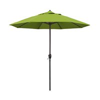 California Umbrella 9' Round Aluminum Market Umbrella, Crank Lift, Auto Tilt, Bronze Pole, Kiwi Olefin
