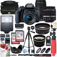 Canon EOS Rebel T7i DSLR Camera with EF-S 18-55mm is STM & Canon 75-300mm Lens + 2X 32GB Ultra SDHC UHS Class 10 Memory Card + Accessory Bundle (2 Lens Kit EF-S 18-55mm & EF 75-300mm)