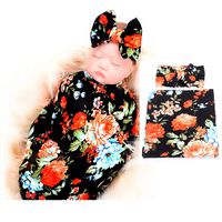 Galabloomer Newborn Receiving Blanket Headband Set Flower Print Baby Swaddle Receiving Blankets