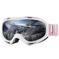 OutdoorMaster OTG Ski Goggles - Over Glasses Ski/Snowboard Goggles for Men, Women & Youth - 100% UV Protection (White Frame + VLT 10.2% Grey Lens)