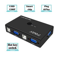 2 Port VGA KVM Switch Box,1200P@60Hz & 3D & 1080P Supported,with USB and VGA Cables