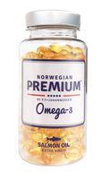 Norwegian Premium Omega-3 by P.T-Johannessen Salmon Fish Extra Virgin not from Concentrate burpless Oil. Made in Norway. (Set of 3 (120 Capsules))