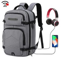 MIER Anti Theft Carry On Bag 17 Inches Laptop Backpack for Travel School Business, Light Grey