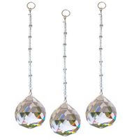 Hidden Hollow Beads Sun Catcher Crystal, Rear View Mirror Car Charm Ornament, Hanging Pendent 30mm, Comes in a Gift Bag. (3 Pack 30mm Crystal)