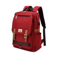 Professional Slim Vintage Laptop Backpack,Casual Durable School College Backpack For Women Men Fits 15 Inch Notebook With USB Charging Port (Red)