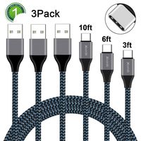 USB Type C Cable, Xcords USB C Cable 3Pack 3FT 6FT 10FT USB C to USB A Nylon Braided Fast Charger Cord for Samsung Galaxy Note 9/8, S10,S9, S9 Plus,S8, LG G5 G6 V30, Google Pixel XL