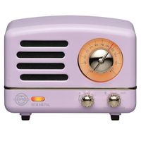 Muzen Portable Wireless High Definition Audio FM Radio & Bluetooth Speaker, Metal Lavender, Travel Case Included - Classic Vintage Retro Design