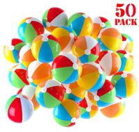 Inflatable Beach Balls 5 inch for The Pool, Beach, Summer Parties, Gifts and Decorations | 50 Pack Mini Blow up Rainbow Color Beach Balls (50 Balls)