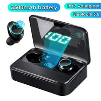 Wireless Earbuds,Newmsnr TWS Bluetooth 5.0 Headphones with 3500mAh Charging Case LED Battery Display 140H Playtime 3D Stereo Sound Noise Canceling IPX7 Waterproof Sport Headset Earphones (Black)