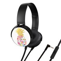 Headphone, Lightweight Over-Ear Wired HiFi Stereo Extra Bass Headset with Built-in Mic Comfortable Leather Earphones(Pineapple2)