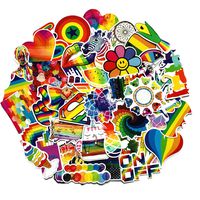 Girl Cute Rainbow Stickers Sheet 60-Piece DIY Decorative Sticker Waterproof Skateboard Car Snowboard Bicycle Luggage Décor