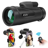 CCX Monocular Telescope for Smartphone, 12X50 High Power BAK4 Prism Monocular, Waterproof Handheld Telescope for Adults Bird Watching with Phone Photography Adapter and Wireless Remote Control