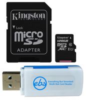 Kingston 128GB SDXC Micro Canvas Select Memory Card and Adapter Bundle Works with Samsung Galaxy A10, A20, A70 Cell Phone (SDCS/128GB) Plus 1 Everything But Stromboli (TM) MicroSD and SD Card Reader